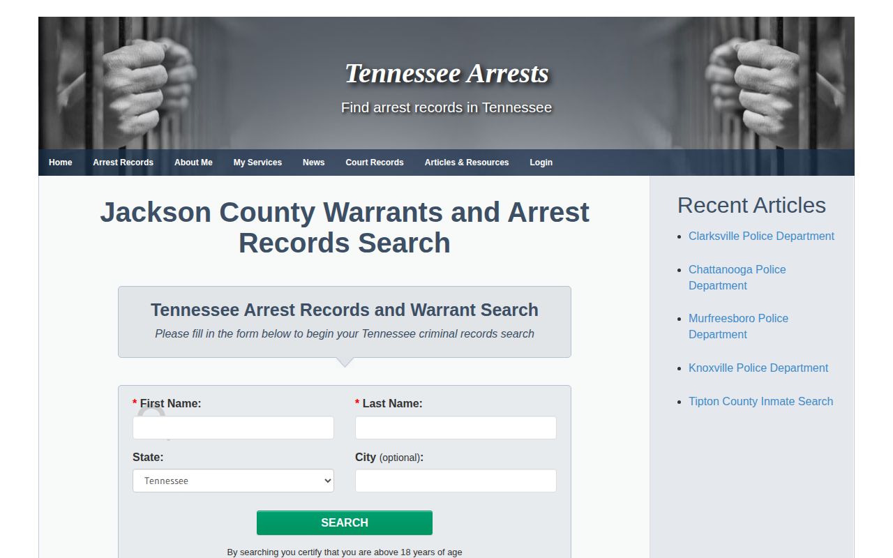 Unofficial Jackson County arrest guide requiring verification